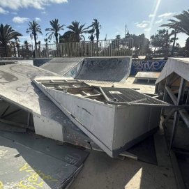 Imagen del estado del skatepark tras la instalación del escenario de San Ginés