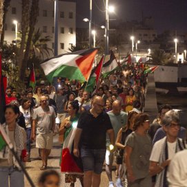 Vigilia de Lanzarote por el genocidio en Palestina. Fotos: Juan Mateos.