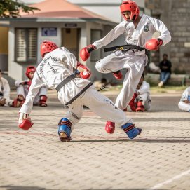 Imagen de dos deportistas practicando Taekwon-Do. Foto: Pixabay