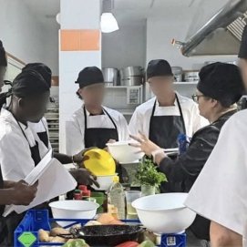 Jóvenes migrantes durante la formación laboral. Foto: Fundación Canaria Main
