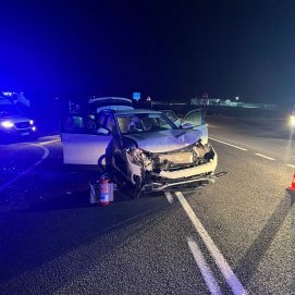 Uno de los vehículos implicados en el accidente de tráfico en Uga