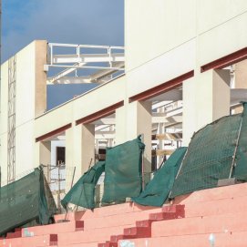 Obras paralizadas del gimnasio municipal de San Bartolomé. Foto: Ayuntamiento de San Bartolomé. 