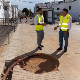 Colocación de alcorques para los árboles flamboyanes