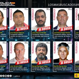 Cartel de los diez fugitivos más buscados de España. 