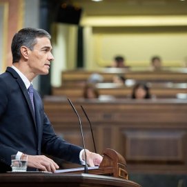 Pedro Sánchez habla ante el Congreso de los Diputados.