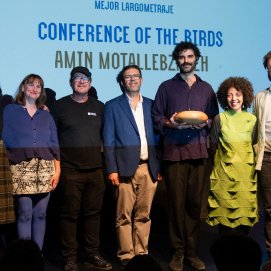 Lucía Salas (jurado) Violeta Kovacsics(jurado) Buski Cuberlo (cofundador de la Muestra) Antonio Martín (jurado) Amin Motallebzadeh (ganador), Elena Azzedín (programa educativo y traductora) Javier Fuentes Feo (director Muestra)