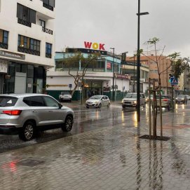 Lluvia en Arrecife en una imagen de archivo.