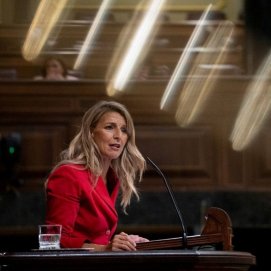 Yolanda Díaz durante una intervención en el Congreso.