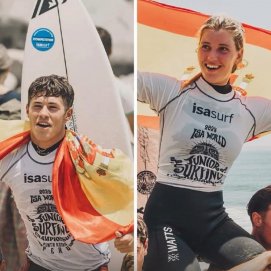 Los surfistas lanzaroteños Dylan Donegan y Sol Borelly