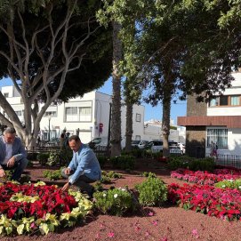 El alcalde de Arrecife Yonathan de León y el concejal de Parques y Jardines, Roberto Herbon