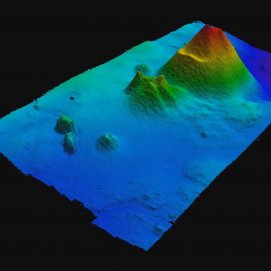 Imagen 3D del volcán de Enmedio. Foto: RTVE