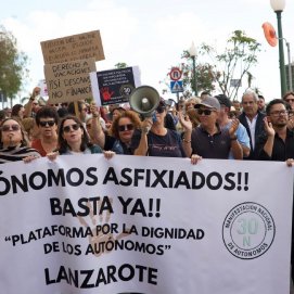 Manifestación de autónomos en Arrecife.