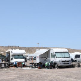 Autocaravanas en el Camping de Papagayo en Semana Santa. Foto: La Voz.