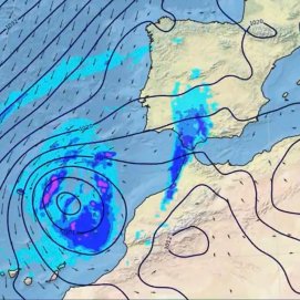 Mapa de la Agencia Estatal de Meteorología que sitúa a la borrasca cerca de Lanzarote