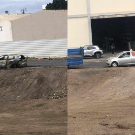 Coches abandonados en la zona de Los Mármoles, en Arrecife