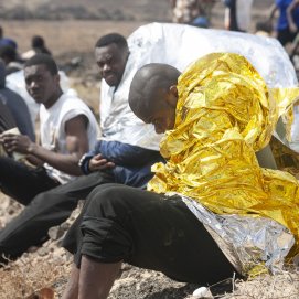 Llegada de migrantes a la costa de Lanzarote. Foto: Juan Mateos