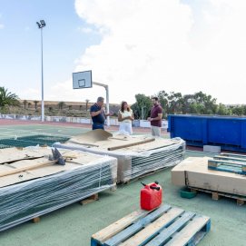Obras en una cancha de Costa Teguise