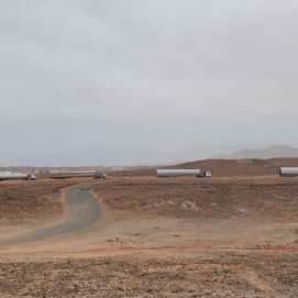 Instalación de aerogeneradores en La Santa.