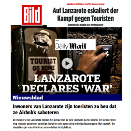 Montaje con los tres artículos citados en la prensa británica, alemana y neerlandesa.