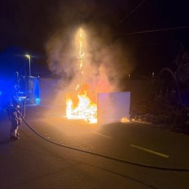 Incendio de contenedores y de un poste en San Bartolomé. 