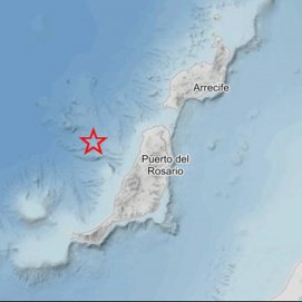 Epicentro del terremoto al este de Lanzarote. Foto: IGN