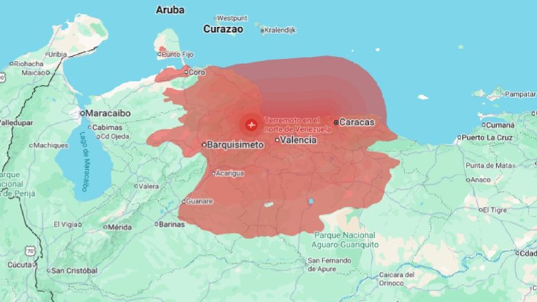 Zona afectada por los terremotos en Venezuela