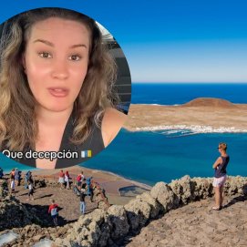 Usuaria de redes sociales y montaje en el Mirador del Río.