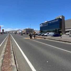 Imagen del accidente registrado en la carretera de Arrecife a San Bartolomé