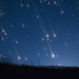 Recreación artística de lluvia de estrellas