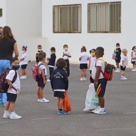 Primera día de colegio en Arrecife tras el parón de las clases presenciales por el coronavirus