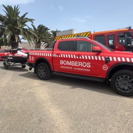 Servicio de bomberos en Haría.