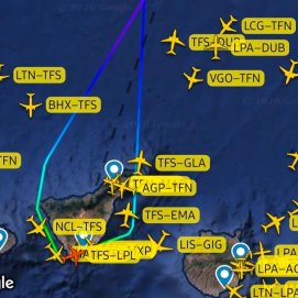 Ruta del vuelo. Foto: FlightRadar24