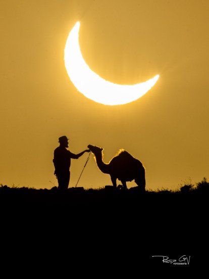 Eclipse solar en Lanzarote. Foto: Rosa García