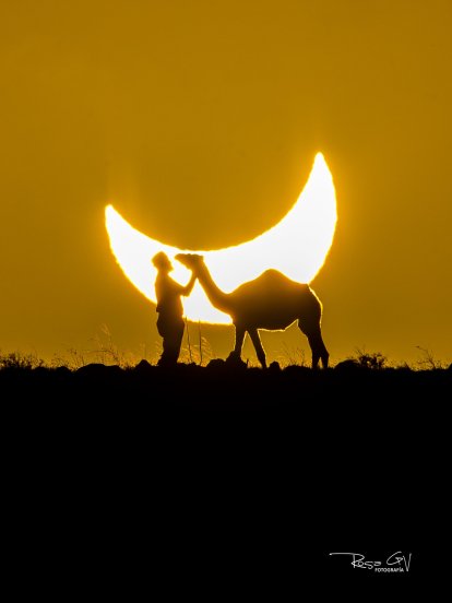 Eclipse solar en Lanzarote. Foto: Rosa García
