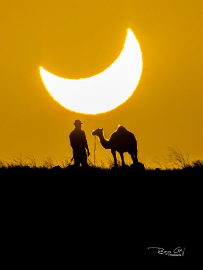 Eclipse solar en Lanzarote. Foto: Rosa García