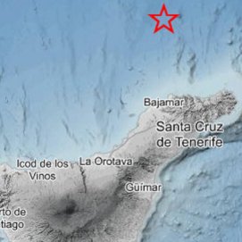 Epicentro del terremoto sentido en Tenerife