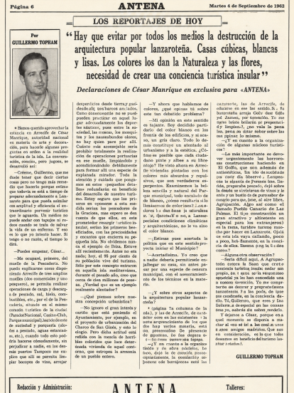 Interview with César Manrique by Guillermo Topham in Antena. Interview with César Manrique by Guillermo Topham in Antena.