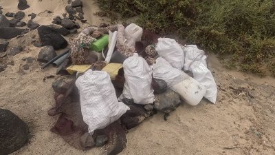 Retirada de residuos de la playa de El Risco