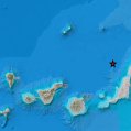 Epicentro del seísmo cerca de Lanzarote. Foto: IGN