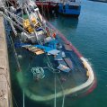 El atunero hundido en Puerto Naos.