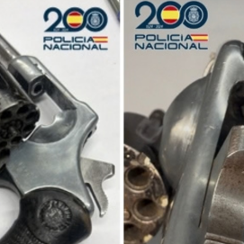 El revólver modificado. Foto: Policía Nacional.